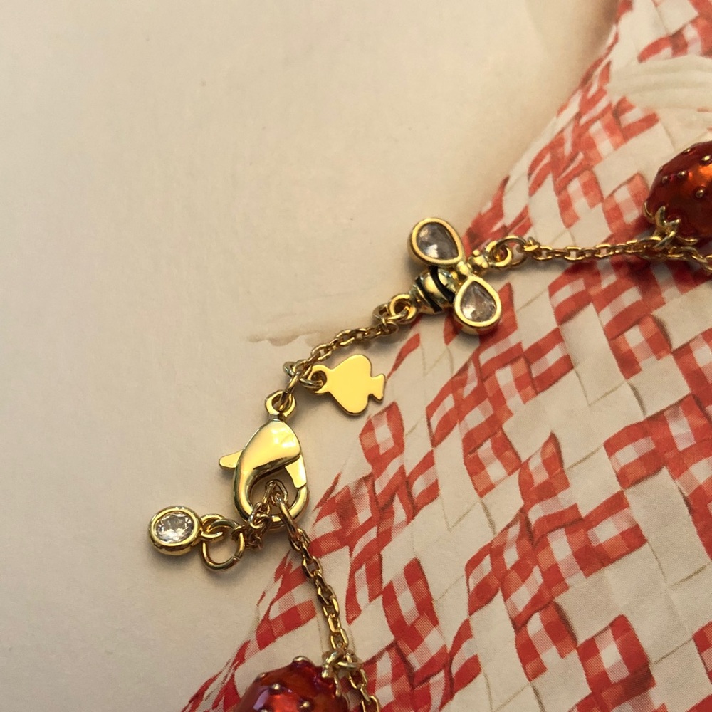 Authentic New with tag kate spade gold-tone strawberry bracelet - Picture 6 of 8